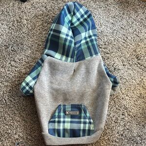 Frenchie Blue Plaid Dog Hoodie